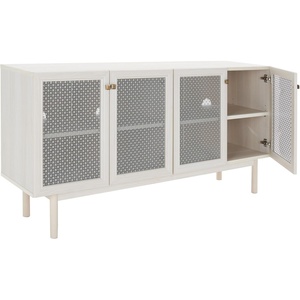 image:imageSAFAVIEH Piran TV Stand for up to 70 Flatscreen  Oak Brown amp Gold 4 Doors with Interior Storage Entertainment Media Console MED9611DBleached WhiteSilver