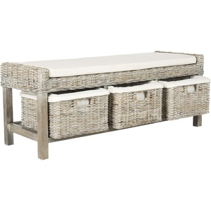 image:imageSafavieh FOX6537A Home Collection Kobutsu Rattan Storage Bench WhiteGrey Wash