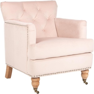 image:imageSafavieh Home Colin Blush Pink Velvet and White Washed Tufted Club ChairBlush  White Washed