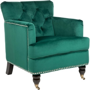 image:imageSafavieh Home Colin Blush Pink Velvet and White Washed Tufted Club ChairEmerald  Espresso