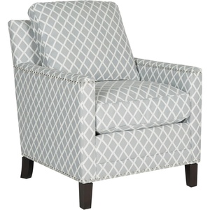 image:imageSafavieh Home Collection Buckler Grey and White with Silver Nailhead Trim Club ChairGrey  White