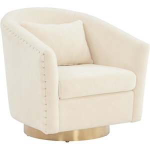 image:imageSafavieh Home Collection Clara Quilted Swivel Dusty Rose Tub Accent ChairIvory  Gold