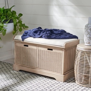 image:imageSafavieh Home Collection Landers Sand 2DrawerCushion Storage Bench Fully Assembled BCH5702DSand
