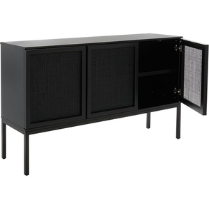 image:imageSafavieh Home Collection Zadie Coastal BlackNatural Rattan 3Door Storage SideboardBlack