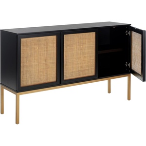 image:imageSafavieh Home Collection Zadie Coastal BlackNatural Rattan 3Door Storage SideboardBlackGold