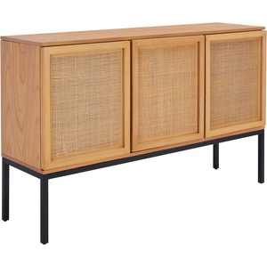 image:imageSafavieh Home Collection Zadie Coastal BlackNatural Rattan 3Door Storage SideboardNaturalBlack