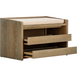 image:imageSafavieh Home Percy 31inch Rustic Oak and Beige Storage BenchRustic Oak  Beige