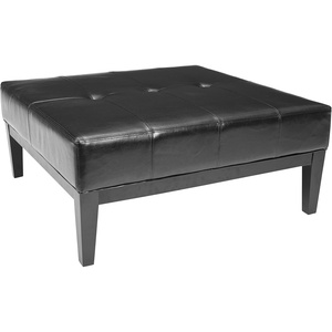 image:imageSafavieh Hudson Collection Bleecker Brown Leather Cocktail OttomanBlack
