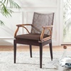 image:imageSAFAVIEH Furniture  Gianni Rattan Arm Chair  Brown amp Black  Solid Wood  Coastal OpenArm Design  Ideal for Living Room Sunroom Bedroom 198 Seat Height SEA4011ABrown White WashBrown Legs Dark Brown Cushion