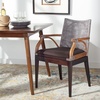 image:imageSAFAVIEH Furniture  Gianni Rattan Arm Chair  Brown amp Black  Solid Wood  Coastal OpenArm Design  Ideal for Living Room Sunroom Bedroom 198 Seat Height SEA4011ABrown White WashBrown Legs Dark Brown Cushion