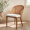image:imageSAFAVIEH Home Collection  Mura Brown Rattan Accent Chair with Ivory Seat Cushion Coastal Modern Seating Fully Assembled ACH4903AHoneyIvory