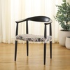 image:imageSAFAVIEH Home Collection  Wade Light Oak Teak Wood Arm Chair with Woven Leather Seat Fully Assembled MidCentury Modern Accent Chair FOX1003AWhiteBlack