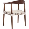 image:imageSAFAVIEH Home Collection  Wade Light Oak Teak Wood Arm Chair with Woven Leather Seat Fully Assembled MidCentury Modern Accent Chair FOX1003AWhiteBrown