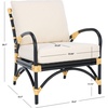 image:imageSAFAVIEH Home Collection Meara Tropical Coastal Black Rattan Accent Chair with Cushion Fully Assembled