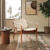 image:imageSafavieh Couture Collection Dilan White and Light Brown Leather Safari ChairCream  Light Brown