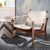 image:imageSafavieh Couture Collection Dilan White and Light Brown Leather Safari ChairCream  Light Brown