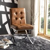image:imageSafavieh Home Walsh Navy Velvet and Chrome Tufted Side ChairLight Brown  Chrome