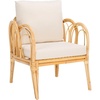 image:imageSAFAVIEH Home Collection Coralie Tropical WhiteNatural Solid Wood Accent Chair with Cushion Fully Assembled