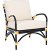image:imageSAFAVIEH Home Collection Meara Tropical Coastal Black Rattan Accent Chair with Cushion Fully Assembled