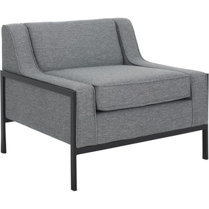 image:imageSAFAVIEH Home Collection  Somerled Grey Upholstered Accent Chair Modern Design with Low Back Black Metal Frame ACH4528AGreyBlack