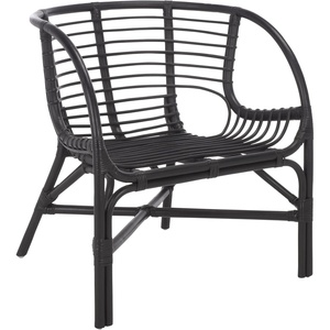 image:imageSAFAVIEH Home Collection  Valeriya Woven Rattan Arm Chair Black Finish Fully Assembled Accent Chair for Living Room or Bedroom Modern Boho Style ACH9903ABlack