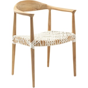 image:imageSAFAVIEH Home Collection  Wade Light Oak Teak Wood Arm Chair with Woven Leather Seat Fully Assembled MidCentury Modern Accent Chair FOX1003ALight Oak