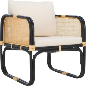 image:imageSAFAVIEH Home Collection Alybeth Tropical WhiteBlack Accent Chair with Cushion Fully AssembledWhiteBlack