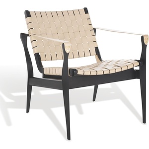 image:imageSafavieh Couture Collection Dilan White and Light Brown Leather Safari ChairBlackWhite
