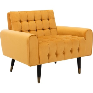 image:imageSafavieh Home Amaris Retro Glam Shale Velvet and Black Tufted Accent ChairMarigold  Black