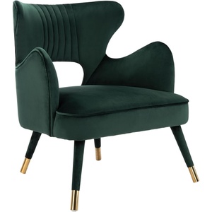 image:imageSafavieh Home Blair Retro Glam Shale Velvet and Gold Wingback Accent ChairForest Green  Gold