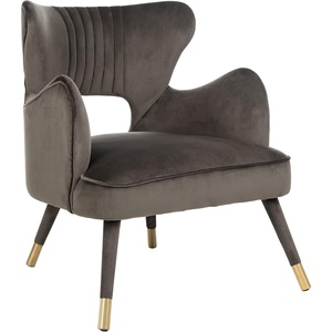 image:imageSafavieh Home Blair Retro Glam Shale Velvet and Gold Wingback Accent ChairShale  Gold