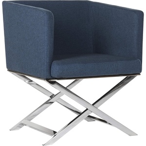 image:imageSafavieh Home Collection Celine Navy and Chrome Modern Glam Cross Leg ChairNavy  Chrome