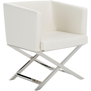 image:imageSafavieh Home Collection Celine Navy and Chrome Modern Glam Cross Leg ChairWhite  Chrome