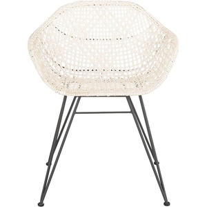 image:imageSafavieh Home Jadis White and Dark Grey Leather Woven Dining Chair Set of 2