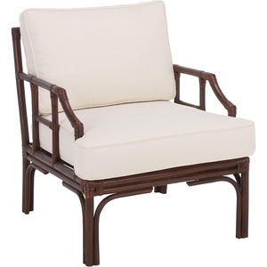 image:imageSafavieh Home Kazumi Coastal White Rattan Cushion Accent Chair ACH6508AWhiteChocolate Brown