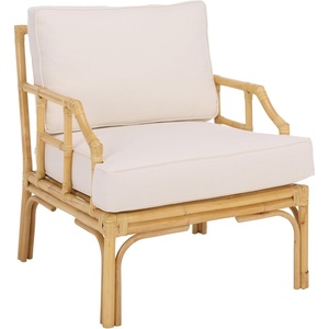 image:imageSafavieh Home Kazumi Coastal White Rattan Cushion Accent Chair ACH6508AWhiteNatural