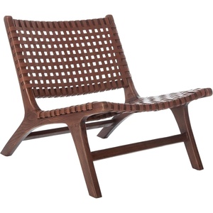 image:imageSafavieh Home Luna Black and Black Leather Woven Accent ChairCognac  Brown