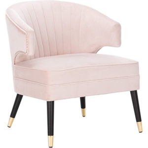 image:imageSafavieh Home Stazia Retro Glam Marigold Velvet and Black Wingback Accent ChairBlush  Black