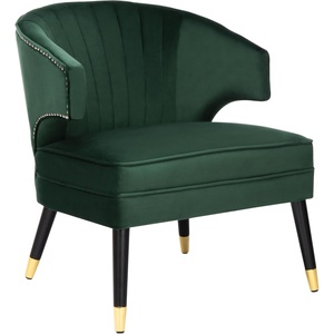 image:imageSafavieh Home Stazia Retro Glam Marigold Velvet and Black Wingback Accent ChairForest Green  Black