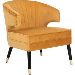 image:imageSafavieh Home Stazia Retro Glam Marigold Velvet and Black Wingback Accent ChairMarigold  Black