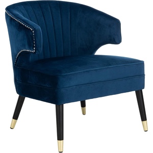 image:imageSafavieh Home Stazia Retro Glam Marigold Velvet and Black Wingback Accent ChairNavy  Black