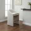 image:imageSAFAVIEH Couture Collection  Kagan Taupe Chenille 31 Inch Bar Stool Upholstered BarHeight Seating with Curved Back Fully Assembled SFV4858DCreme