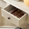 image:imageSAFAVIEH Furniture  Gomez 1Drawer Corner Table  Distressed Cream  Solid Wood  Classic Corner Storage Design  Ideal for Entryway Living Room Home Office 331W x 173D x 28H AMH5709CVintage Grey