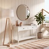 image:imageSAFAVIEH Furniture  Samantha 2Drawer Console Table  Vintage Grey  Solid Wood  Classic Storage Design  Ideal for Entryway Living Room Hallway 358W x 138D x 295H AMH5710ADistressed Cream