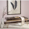 image:imageSAFAVIEH Home Collection  Marcella Navy Linen Tufted Upholstered Accent Bench Modern Minimalist Bench with Chrome Hairpin Legs for Bedroom Living Room or Entryway FOX6224DBrown  Gold