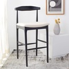 image:imageSafavieh Home Collection Lionel Retro WalnutDark Grey Cushion 30inch Bar StoolBlackCreme