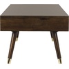 image:imageSafavieh Home Levinson MidCentury Modern Brown and Gold Cap 2drawer Coffee TableBrown
