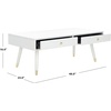 image:imageSafavieh Home Levinson MidCentury Modern Brown and Gold Cap 2drawer Coffee TableWhite  Gold