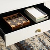 image:imageSafavieh Home Levinson MidCentury Modern Brown and Gold Cap 2drawer Coffee TableWhite  Gold