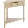 image:imageSAFAVIEH Furniture  Gomez 1Drawer Corner Table  Distressed Cream  Solid Wood  Classic Corner Storage Design  Ideal for Entryway Living Room Home Office 331W x 173D x 28H AMH5709CSand